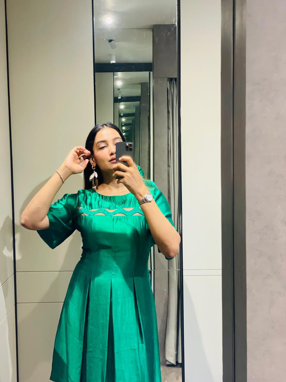 Emerald Silk Dress